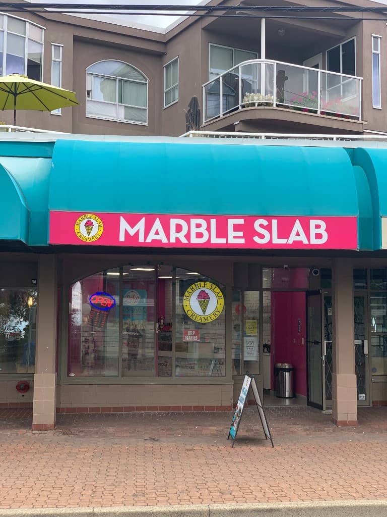 Marble Slab Creamery commercial interior finishes during tenant improvement construction